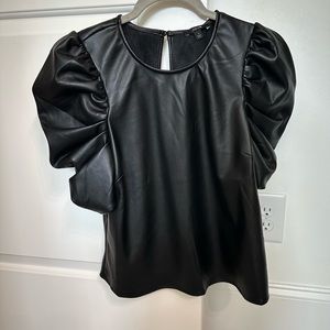 Joe’s leather ruffle sleeve top